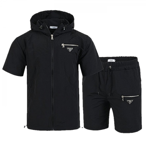 PRADA 클래식 지퍼 우븐 하프 셋업 SET