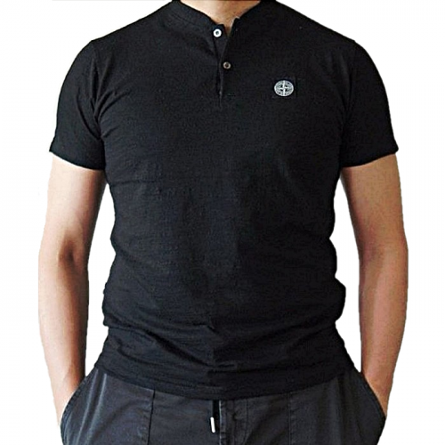 STONE ISLAND 슬라브 헨리 반팔티셔츠