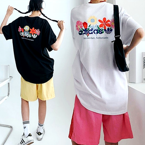 ADIDAS 플라워불꽃 오버 티셔츠