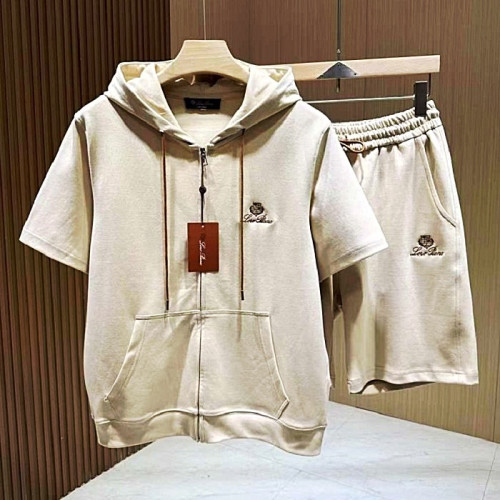 로로피아나 Loro Piana 로고 숏슬리브 후디 셋업 SET