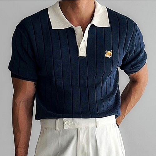 MAISON KITSUNE  폭스헤드 클레식 오픈 니트 반팔