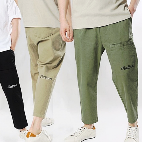 MALBON 내츄럴핏 앞포켓 린넨 밴딩팬츠
