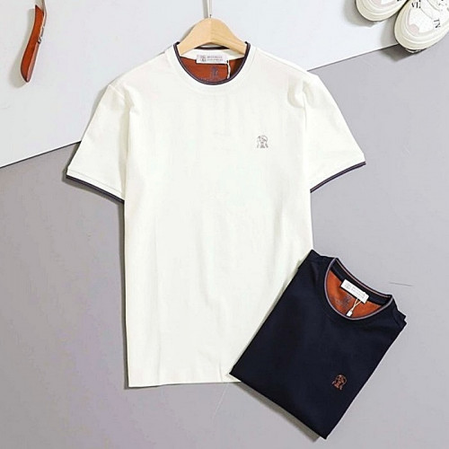 BRUNELLO CUCINELLI 로고 프린팅 배색 포인트 티셔츠