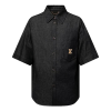 LOUIS VUITTON 라피아로고 샴브레이 숏슬리브 셔츠
