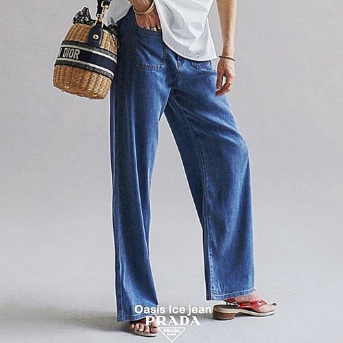 PRADA SUMMER 쿨링 포켓 데님 와이드 팬츠