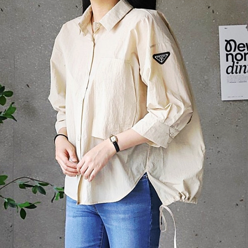 PRADA 로고 셔링 셔츠