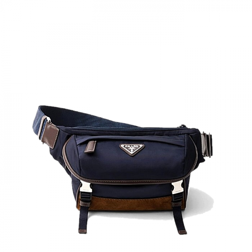 PRADA 스몰 리나일론 및 가죽 숄더백