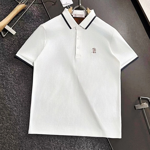 BRUNELLO CUCINELLI 시그니처 자수로고 면실크 카라티