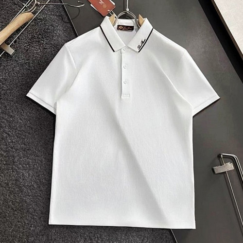 Loro Piana 넥 레터링 로고 면실크 카라티