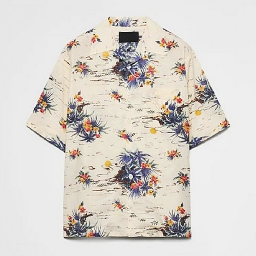 PRADA 바인 플로랄 숏슬리브 셔츠