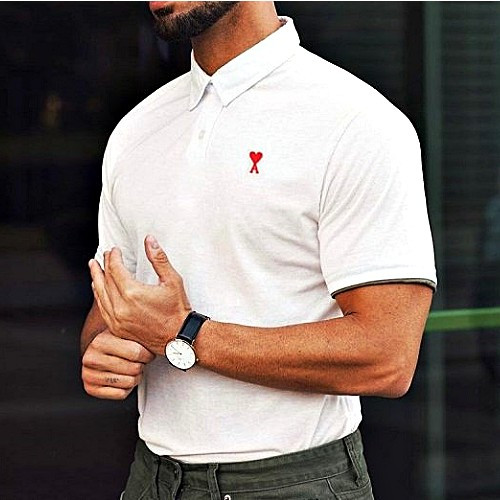 AMI 스몰 패치 폴로 티셔츠