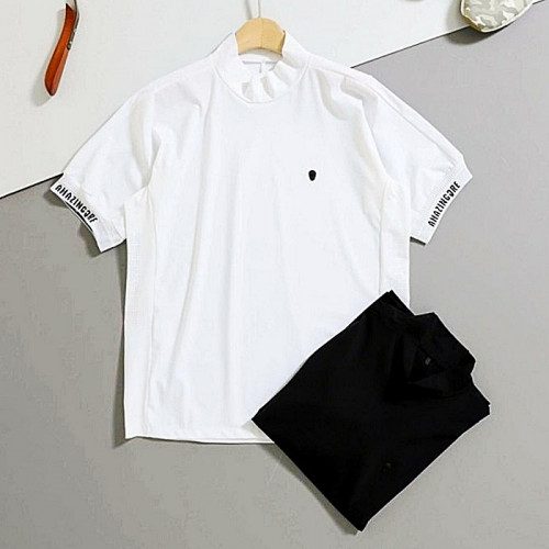 AMAZING_CRE 아코디오 모크넥 반팔 셔츠