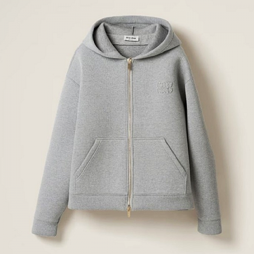 미우 MIUMIU 아이코닉 패치드 후디집업