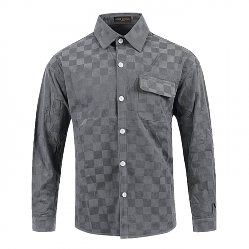 LOUIS VUITTON 자수로고 세미오버 다미 스웨이드 셔츠