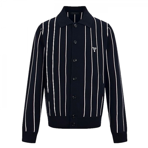 PRADA 플라크 스트라이프 울가디건