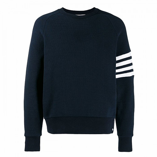 THOM BROWNE 4BAR 와플 맨투맨 - 네이비