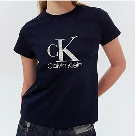 CK 글리터 큐빅로고 티셔츠