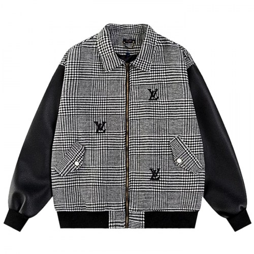 LOUIS VUITTON 믹스드 레더 애드 울 블루종