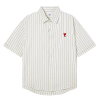 AMI 스몰하트 스트라이프 숏슬리브 셔츠