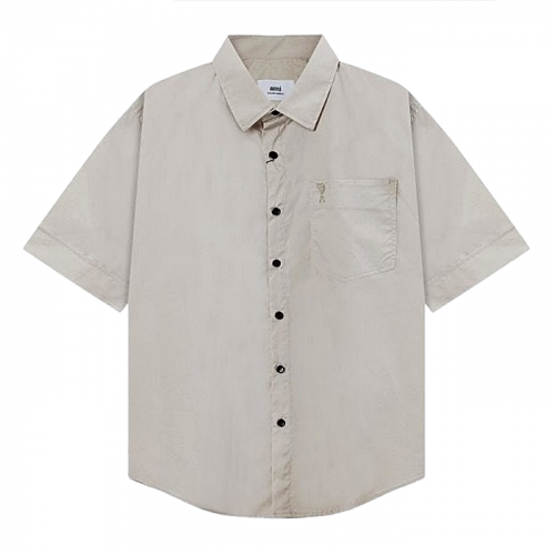 AMI 톤온톤 하트 코튼 포플린  숏슬리브 셔츠