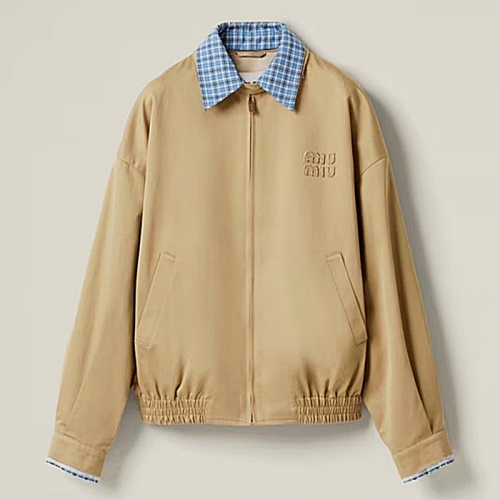 미우미우MIUMIU 더블칼라드 블루종 자켓