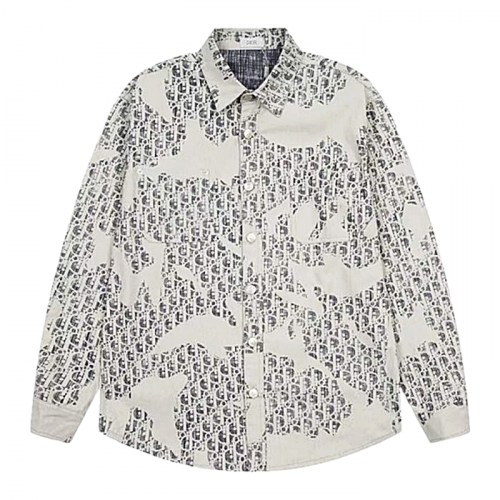 DIOR bird나염 오블리크 데님 셔츠