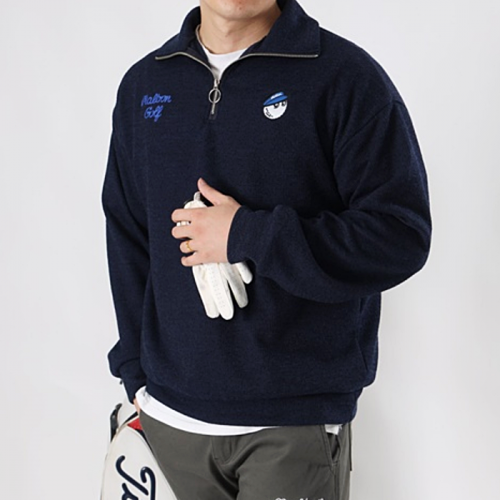 말본 MALBON  골지 반집업 니트