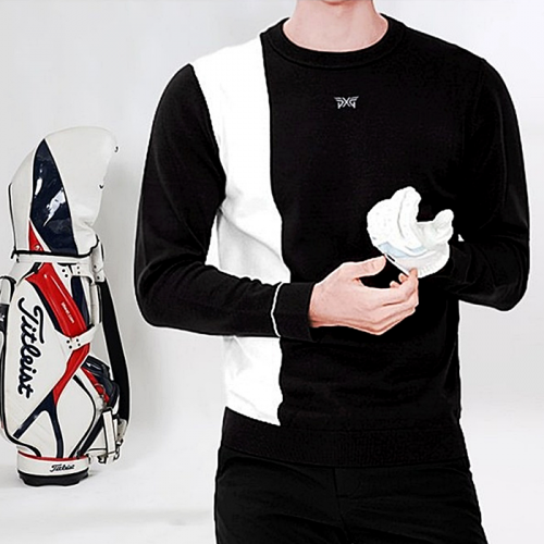 PXG 사이드 한줄배색 니트 라운드