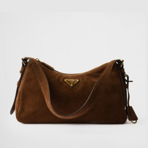 프라다 에메 미디엄 스웨이드 숄더백 브라운