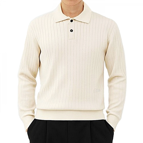 BOTTEGA VENETA 사이드 로고 자수 카라 니트