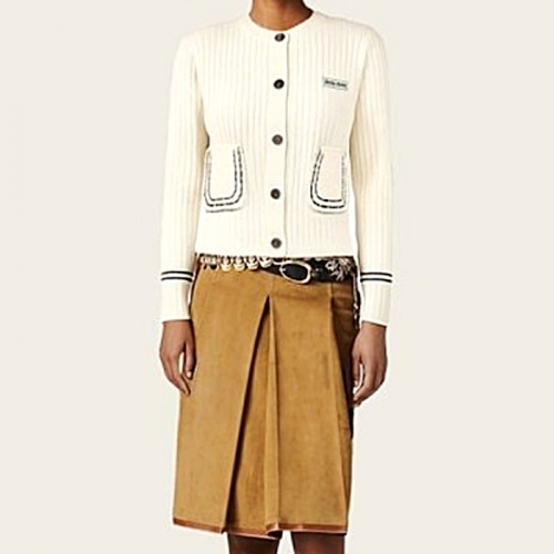 미우미우 MIUMIU 스티치 패치 가디건