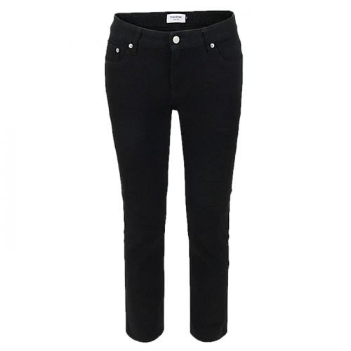 THOM BROWNE 안기모 블랙 스판 슬림 일자팬츠