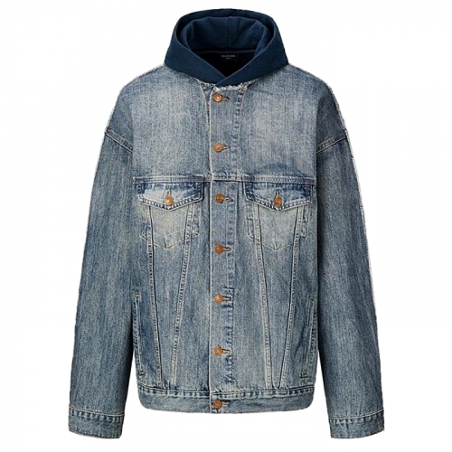 BALENCIAGA 하이브리드 후디드 데님자켓