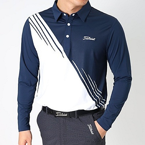 타이틀리*트 하프 사선 자수 긴팔티