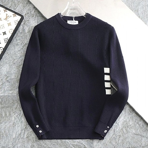 THOM BROWNE 사선 양모 라운드 니트