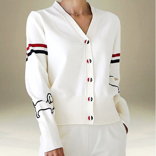 THOM BROWNE 더블 완장 브이 가디건