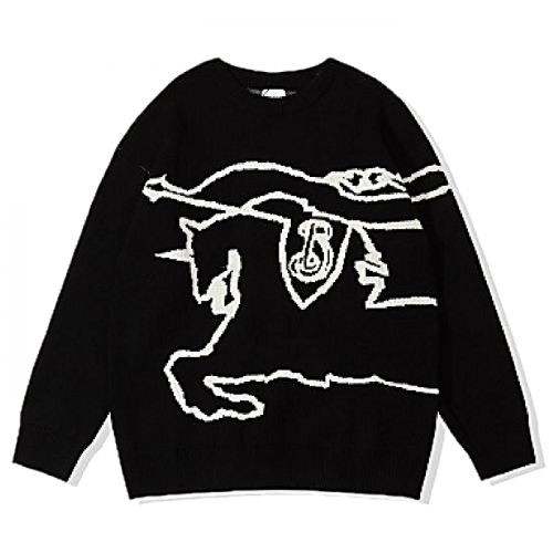 BURBERRY 자카드 라운드 니트 스웨터