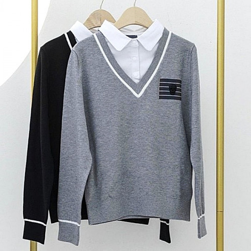 어메이징크리 AMAZING_CRE 카라 셔츠 니트