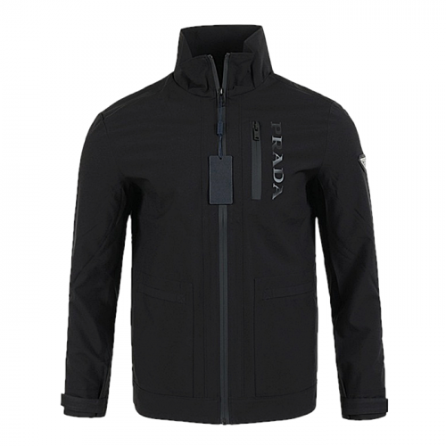 프라다 PRADA 클래식 레터링 윈드 블루종