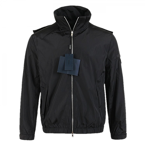 PRADA 클래식 블랙삼각 로고 빅후드 바람막이