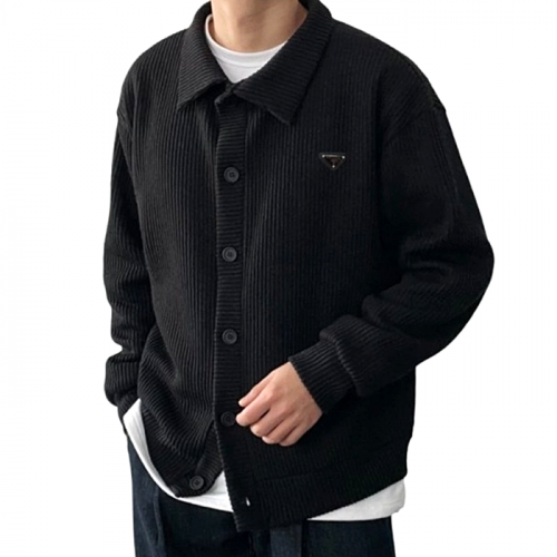 프라다 PRADA 골지 카라 가디건