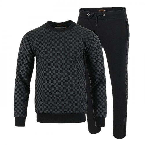 LOUIS VUITTON 블랙 다미 전판 맨투맨 셋업 SET