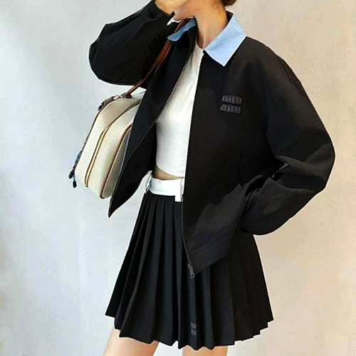 MIUMIU 블루 카라 포인트 심플 자켓 SET