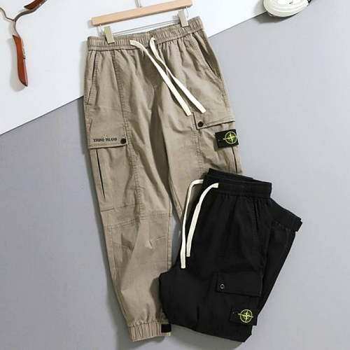 STONE ISLAND 로고 와펜 카고 조거팬츠
