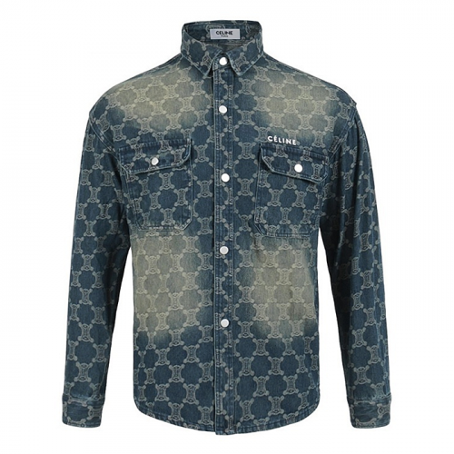 CELINE 트리오페 멀티자수 진청 데님 셔츠