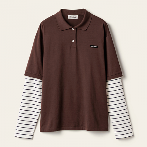 미우 MIUMIU 더블레이어 폴로 롱슬리브