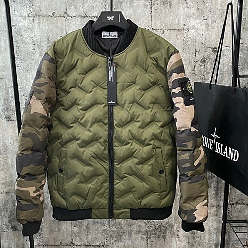 STONE ISLAND 카모 배색 패딩점퍼