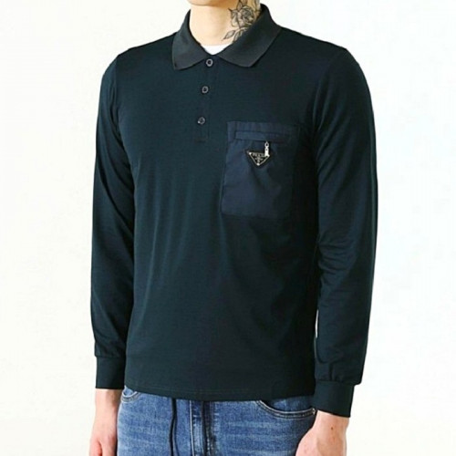 PRA*A 포켓 삼각로고 폴로 롱 슬라브