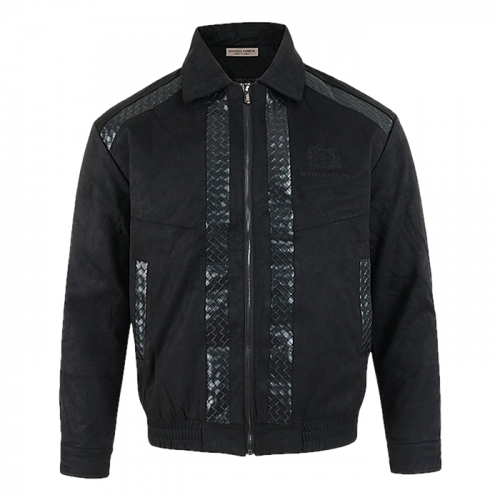 BOTTEGA VENETA 레더 레이어드 스웨이드 블루종