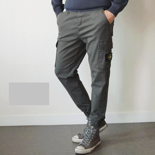 STONE ISLAND 면스판 밴딩 카고팬츠